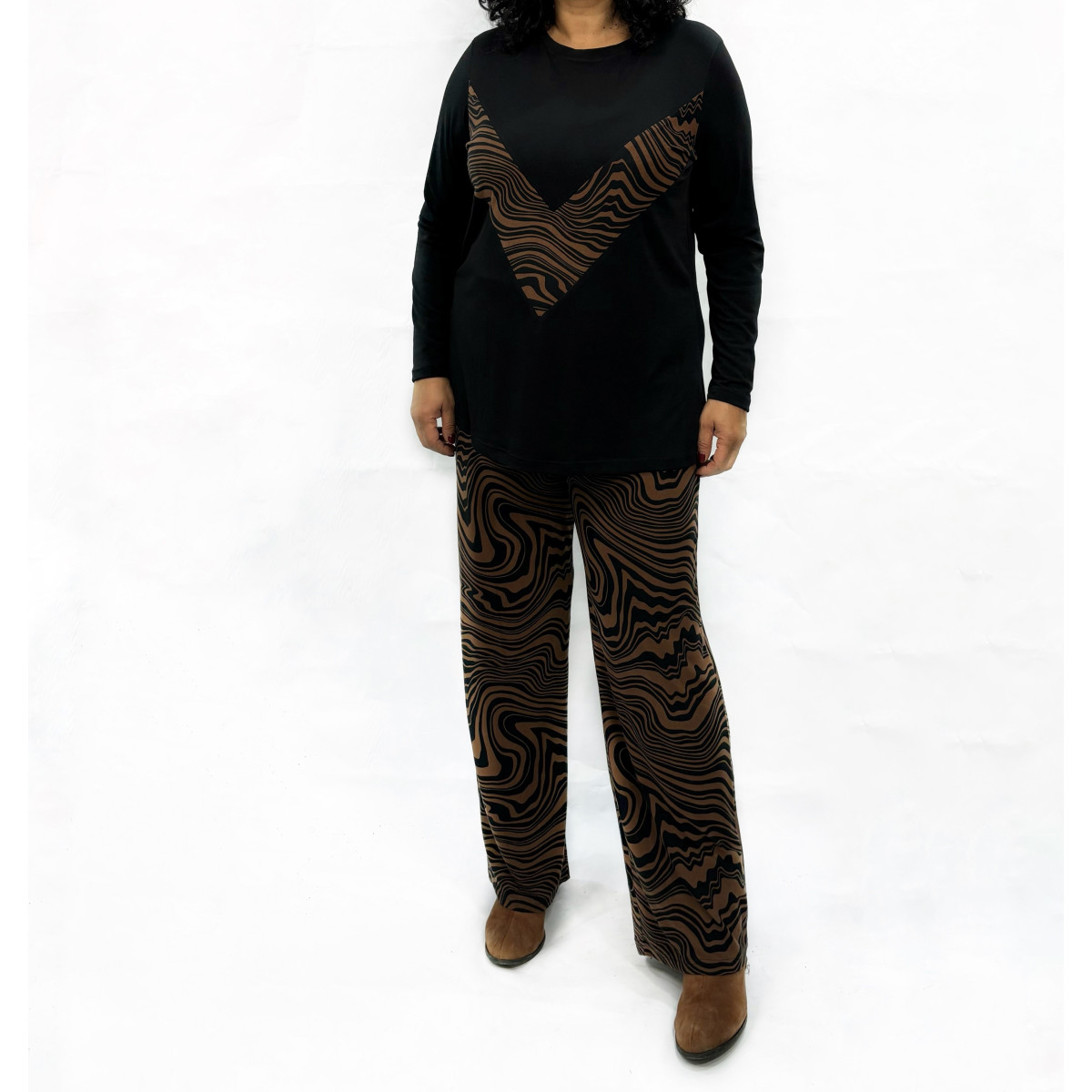 ΜΠΛΟΥΖΑ ΜΑΥΡΗ ΜΕ ΚΑΦΕ ANIMAL PRINT