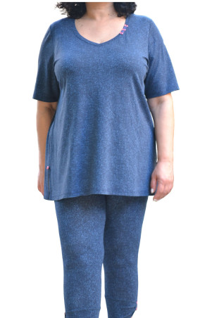 ΜΠΛΟΥΖΑ ΜΠΛΕ ΒΙΣΚΟΖΙ ΤΥΠΟΥ ΤΖΙΝ ✅