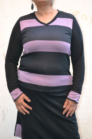 BLACK & LILAC BLOUSE ✅