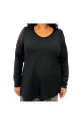 BLACK BLOUSE WITH MESH...