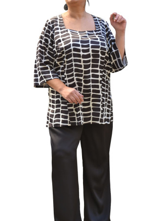 BLACK / WHITE SATIN  BLOUSE ✅