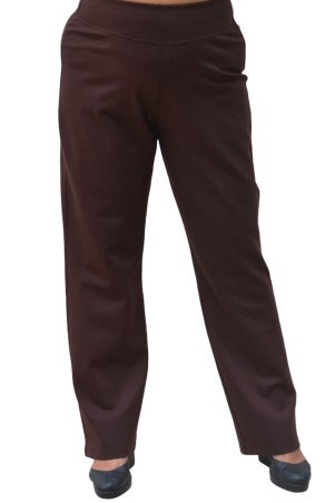 Warm brown punto fabric trousers with elastic waistband - plus size