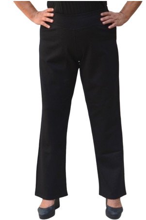 Warm black elastic waist trousers, soft punto fabric - plus size