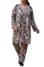 Μοντέρνο Σετ Mohair Plus Size – Εμπριμέ Μπλούζα & Ασορτί Παντελόνι