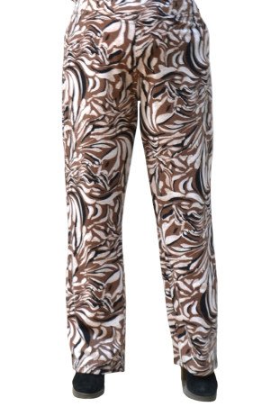 Plus Size Women's Brown Printed Mohair Pants – Warm Winter Comfort & Easy Fit