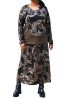 Green & Brown Printed Mohair Blouse with Faux Leather Detail – Plus Size