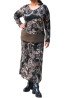 Long paisley print mohair skirt styled with matching blouse and boots - plus size