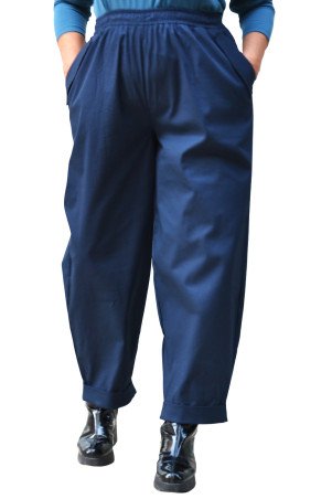 Navy Cotton Wide-Leg Pants – Relaxed Fit & Everyday Comfort