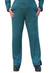 Petrol Blue Plus Size Trousers – Elegant Comfort with Black Details