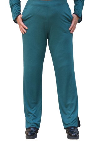 Petrol Blue Plus Size Trousers – Elegant Comfort with Black Details