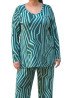 Μπλούζα με σχέδιο σε τυρκουάζ και πετρόλ με την αντίστοιχη φαρδιά παντελόνα, ολοκληρωμένο σύνολο - plus size