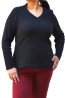 Women’s black knitted cotton blouse with V-neckline