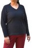 Women’s black knitted cotton blouse with V-neckline